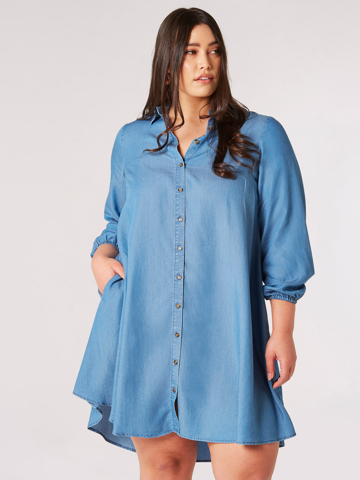 Plus size jean shirt dress shop