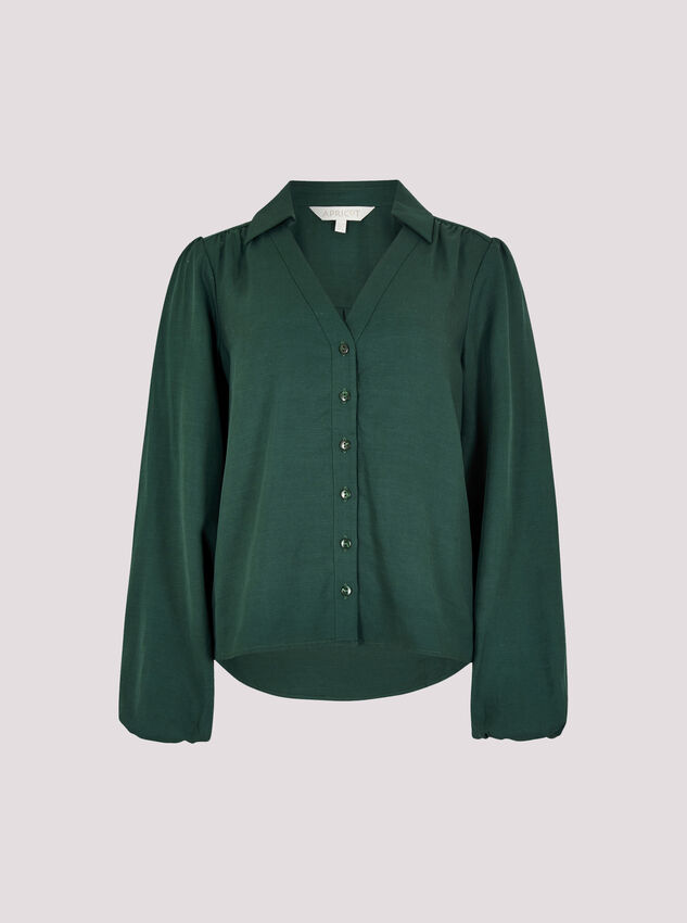 Balloon Sleeve Blouse, Green, large