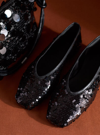 Sequin Embellished Ballerina Shoes
