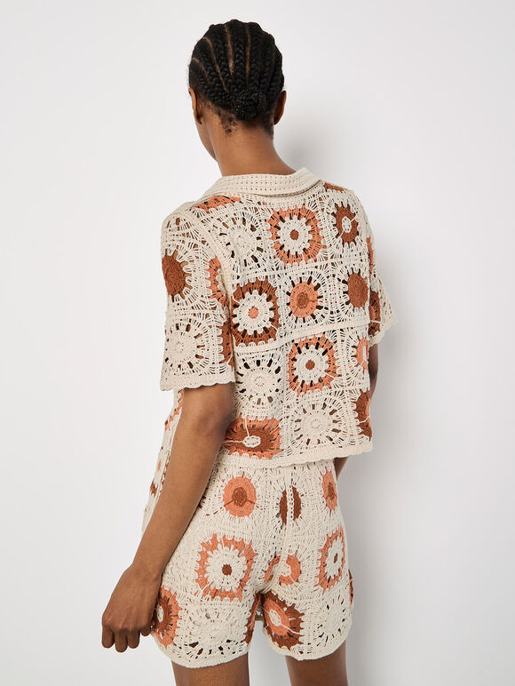 Crochet Squares Cardigan, Stone, large