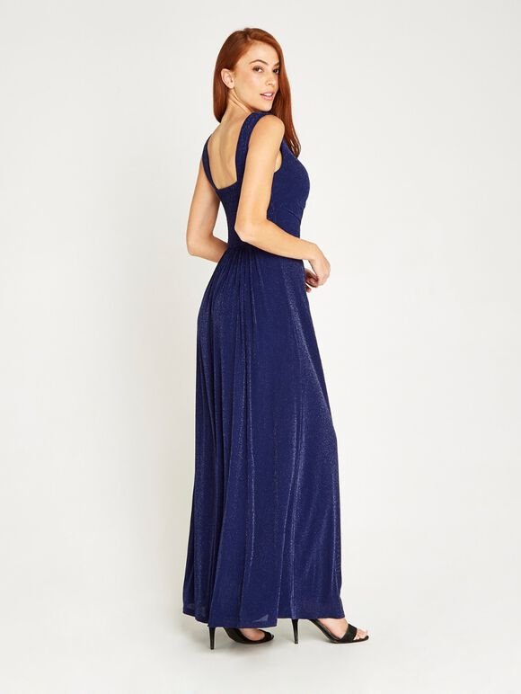 Lurex Applique Maxi Dress, Navy, large