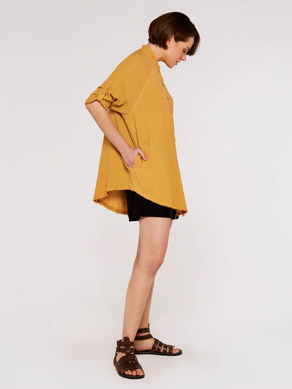 Tetra Oversized Shirt, Mustard, large
