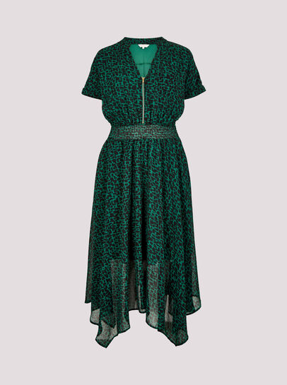 Abstract Squares Chiffon Midi Dress