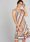 Cream Striped Double Layer Dress, Cream, large