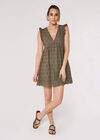 V-Neck Anglaise Mini Dress, Khaki, large