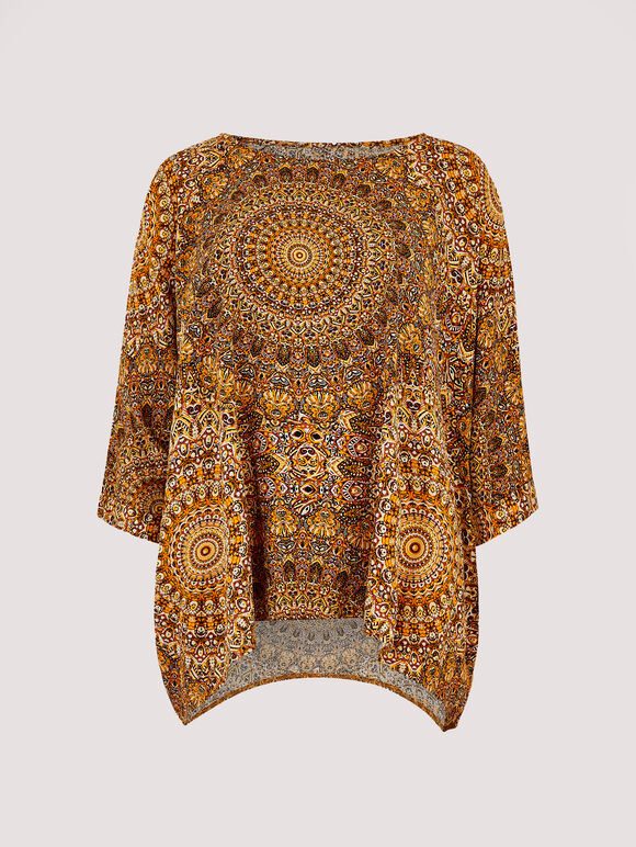 Moroccan Mandala Oversized Top, Mustard, large