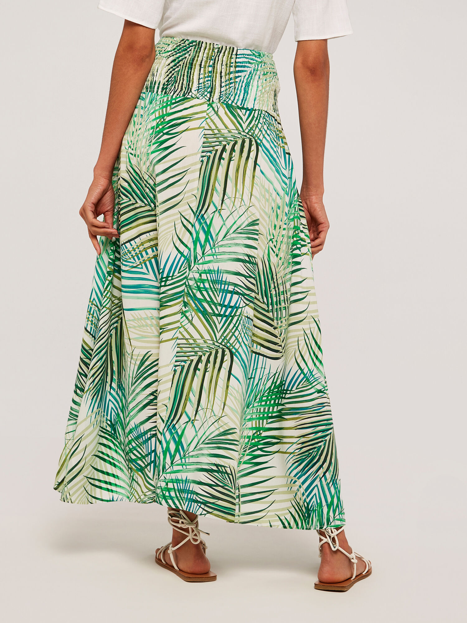 Tropical Leaf Wrap Skirt Apricot Clothing