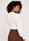 Volume Sleeve Crew Neck Jumper, Cream, large