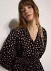 Irregular Spot Crepe Mini Dress, Black, large