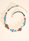 Blue And White Fabric Bead Necklace, Assorted, large