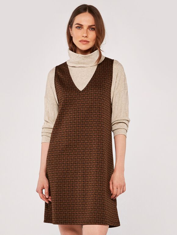 Arrow Pinafore Dress, Rust, large