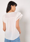 Broderie Yoke Cotton Top, White, large