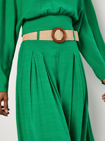 Pleated Palazzo Trousers With Belt