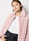 Faux Fur Panel Short Jacket, Pink, large