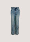 Emily Contrast Seam Straight Leg Jeans, Blue, large