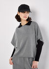 Dogtooth Batwing Cape Top, Black, large