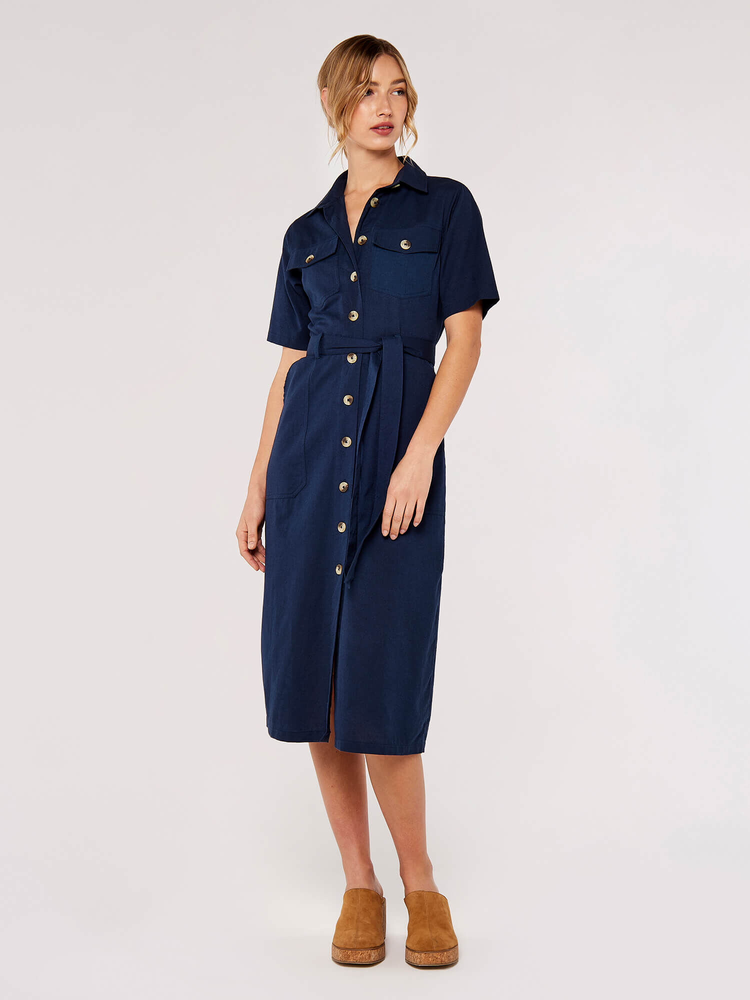 Midi short sleeve shirt dress cheap