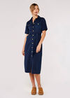 Linen Safari Midi Dress, Navy, large