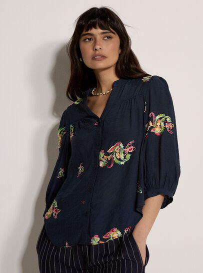 Floral Paisley Embroidered Blouse