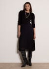 Ribbed Knit Midi Dress, Black, large