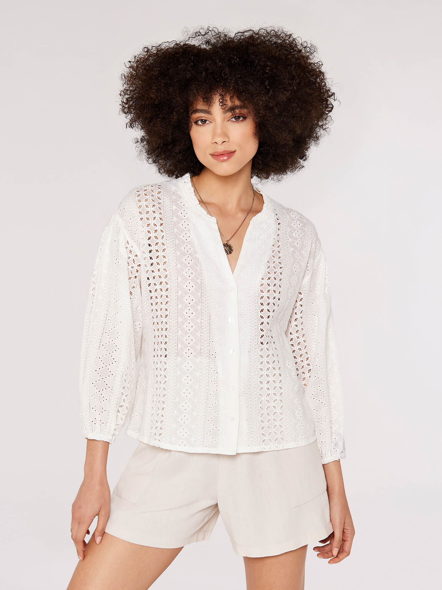 Puff sleeve broderie top best sale