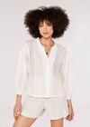 Broderie Puff Sleeve Shirt, Cream, large