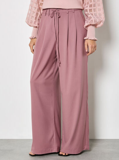 Pleat Detail Wide Leg Drawstring Trousers