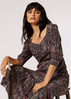 Paisley Print Midi Dress, Black, large