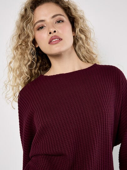 Waffle Knit Batwing Top
