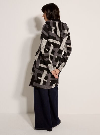 Geometric Knitted Zip-Down Cardigan