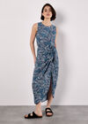 Batik Leaf Print Vest Top, Blue, large