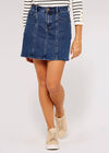 Denim Mini Skirt, Blue, large