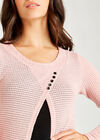 Button Detail Waffle Top, Pink, large