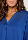 Chevron V Neck Top, Blue, large