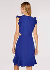 Frill Crepe Dress, Blue, large