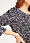 Navy Multi Fleck Chiffon Underlay Top, Navy, large