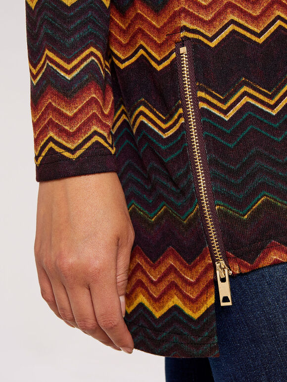 Chevron Side Zip Top, Mustard, large