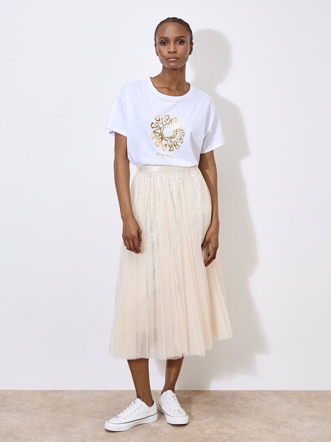Sequin Tulle Midaxi Skirt