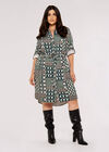 Curve Patchwork Mini Dress, Green, large