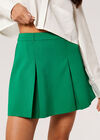 Pleated Tailored Mini Skirt, Green, large