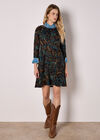 Jersey Knit Paisley Mini Dress, Navy, large