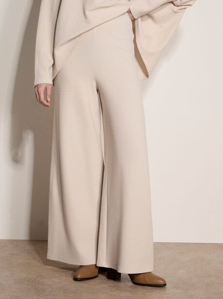 Waffle Jersey Knit Wide-Leg Joggers