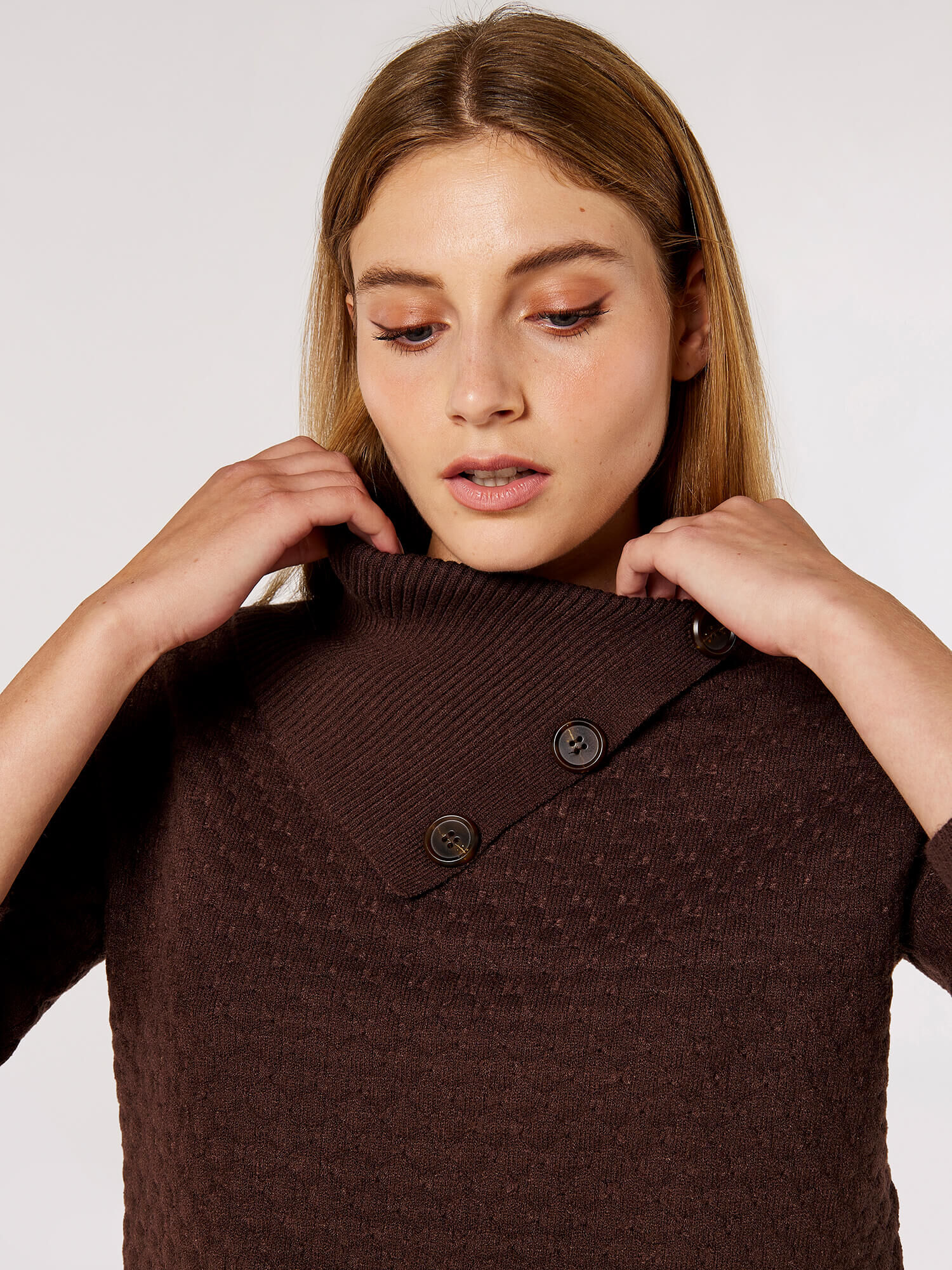Button neck jumper sales