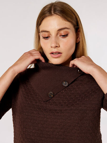Button Neck Textured Jumper