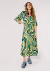 Retro Swirl Maxi Dress, Green, large