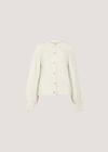 Cotton-Blend Chunky Ribbed Knit Cardigan, Cream, large