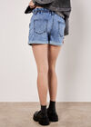 Denim Turn Up Shorts, Sky Blue, large