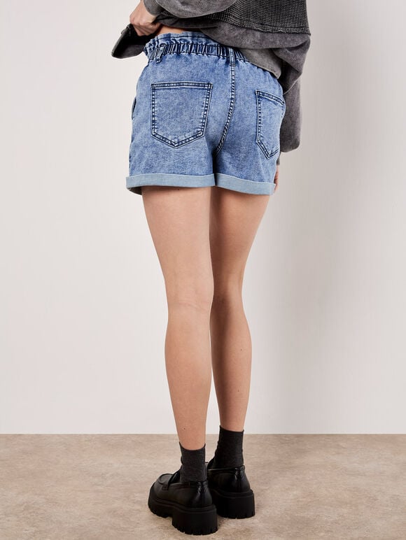 Denim Turn Up Shorts, Sky Blue, large