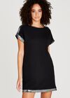 Black Metallic Hem Detail Dress, Black, large