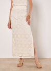 Crochet Lace Side Split Maxi Skirt, White, large